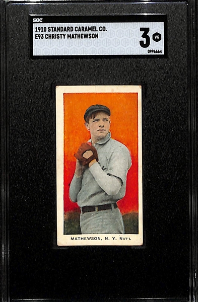 1910 E93 Christy Mathewson Standard Caramel Company (Lancaster, PA) Graded SGC 3 (Great Color & Eye Appeal!)