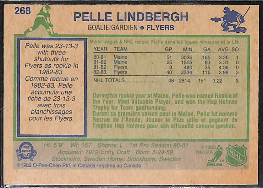 RARE 1983-84 OPC Pelle Lindbergh Signed Rookie Card (JSA Auction Letter)