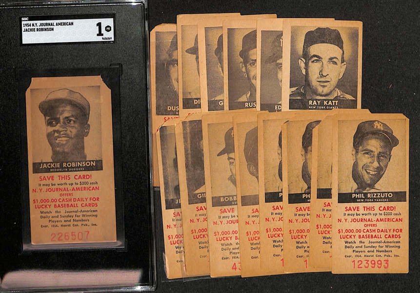 (15) 1954 New York Journal Paper Cards w. Jackie Robinson (SGC 1)