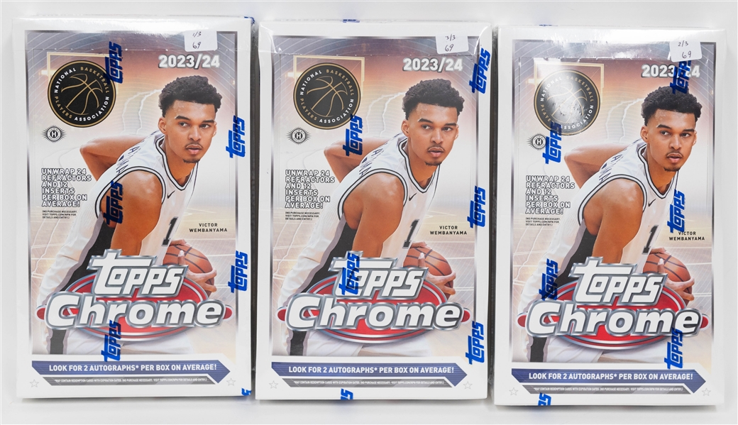 Lot of (3) 2023/24 Topps Chrome Basketball Hobby Boxes