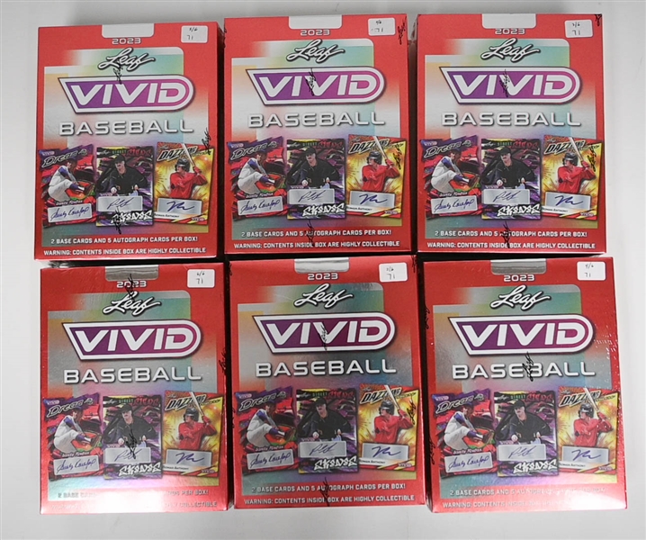 Lot of (6) 2023 Leaf Vivid Baseball Sealed Hobby Boxes