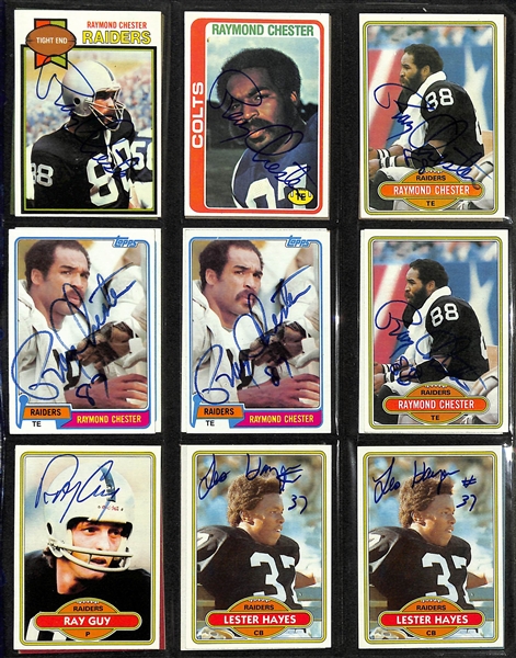 Lot of Over (590) Signed Football Cards w. (2) John Matuszak, (2) Lester Hayes Rookie Cards, (12) Leroy Selmon, (2) Ricky Bell, (2) Tony Dorsett, (3) Theisman, (3) Art Shell, Munoz, (2) Winslow,...