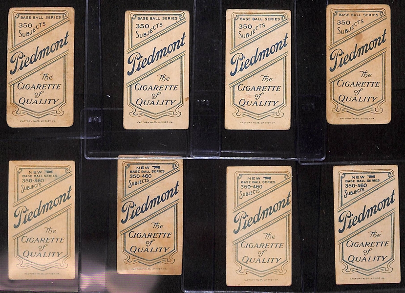  Lot of (8) 1909-11 T206 Tobacco Cards (All Piedmont Backs) w. Heine Zimmerman