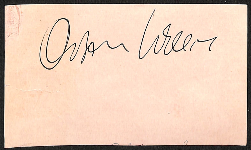 Orson Welles (Legendary Actor/Director) Signed 3x5 Index Card (JSA Auction Letter)