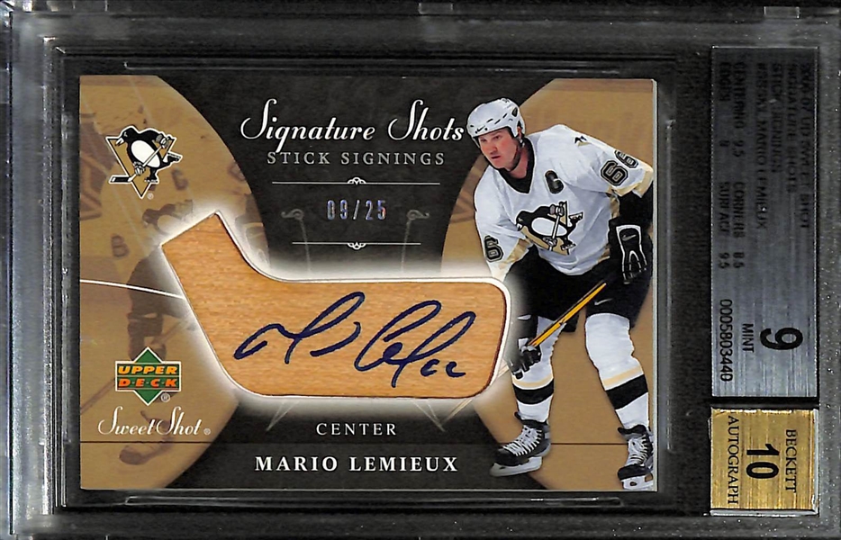 2006-07 Upper Deck Sweet Shot Hockey Signature Shots Stick Signings Mario Lemieux Graded Beckett 9 w. Auto Grade 10