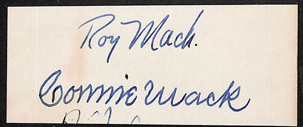 Connie Mack & Roy Mack Signed Cut -  JSA Auction Letter