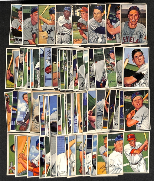 Lot of (80) Different 1952 Bowman Baseball Cards Ranging (Cards between #1 and 108) w. Bob Feller & Ralph Kiner