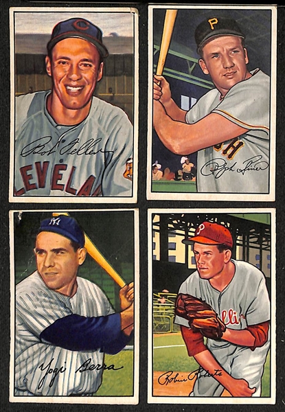 Lot of (80) Different 1952 Bowman Baseball Cards Ranging (Cards between #1 and 108) w. Bob Feller & Ralph Kiner