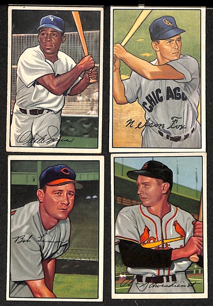 Lot of (80) Different 1952 Bowman Baseball Cards Ranging (Cards between #1 and 108) w. Bob Feller & Ralph Kiner