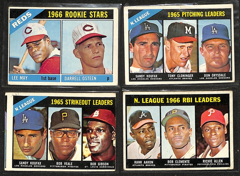 Lot of (62) 1966 Topps Baseball Cards w. Hank Aaron