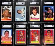 Lot of (8) SGC Graded Sports Cards inc. 1964 Topps Ernie Banks (SGC 3.5), 1972 Topps Joe Namath (SGC 4.5), 1976 Topps Nolan Ryan (SGC 6.5), +