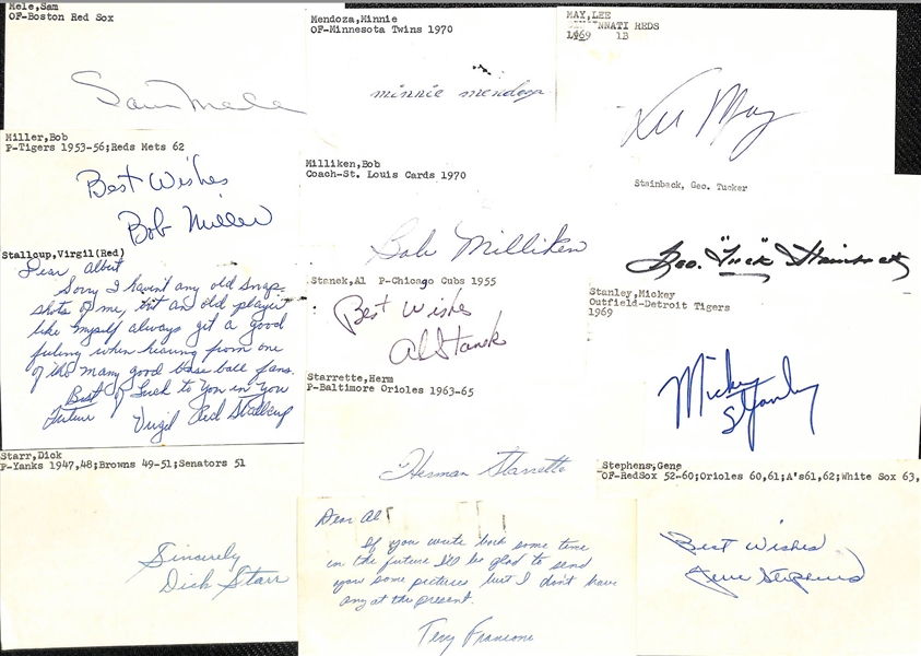 Lot of (200+) Mostly Baseball Signed Index Cards w. Andy Messersmith, James Cool Papa Bell, Bob Doerr, Jacko Conlan, + (JSA Auction Letter)