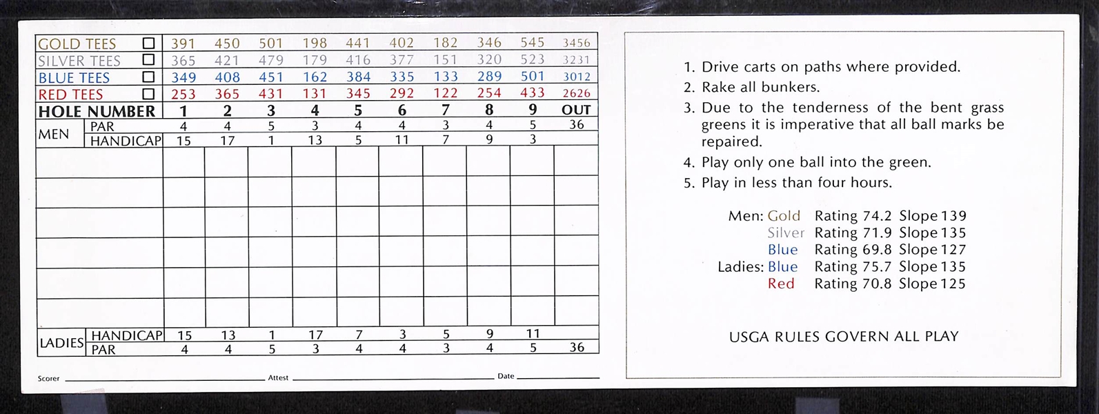 Very Unique Michael Jordan Signed Golf Score Card Inscribed To Jason, Best Wishes Don't Even Think About It.  You Can't Take Me! - Full JSA Auction Letter