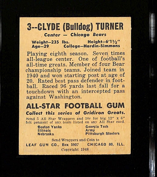 1948 Leaf Clyde Bulldog Turner Rookie Card #5 Graded SGC 5