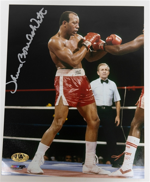 Lot of (4) Signed Boxing Photos Featuring Duran, Leonard, Holmes, Smith (+JSA Auction Letter)