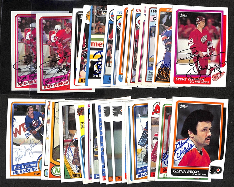 Lot of (30+) Signed Hockey Cards inc. (3) Steve Yzerman, Mark Messier, (3) Guy Lafleur, (4) Denis Potvin, + (JSA Auction Letter)