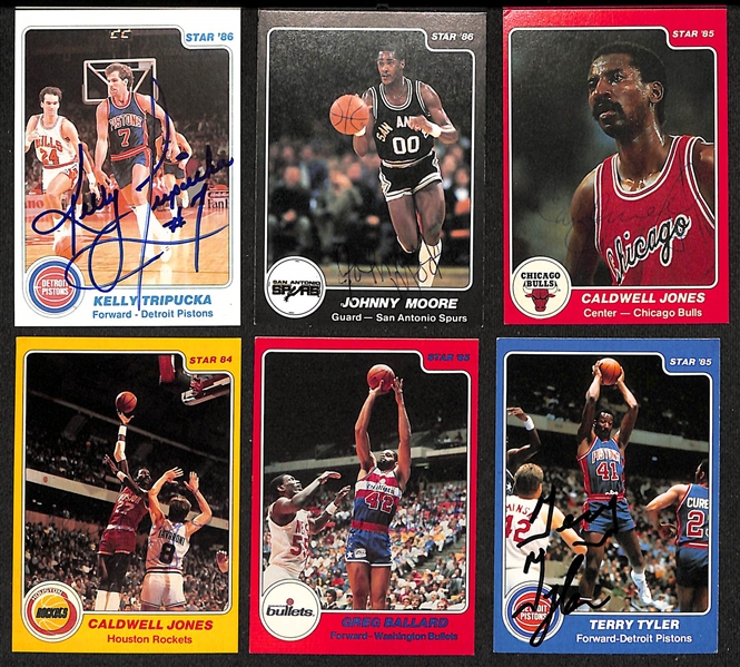 Lot of (20+) Signed 1984-85 Star Basketball Cards inc. (2) Dan Issel, Jim Paxson, Bob McAdoo, Dale Ellis, + (JSA Auction Letter)