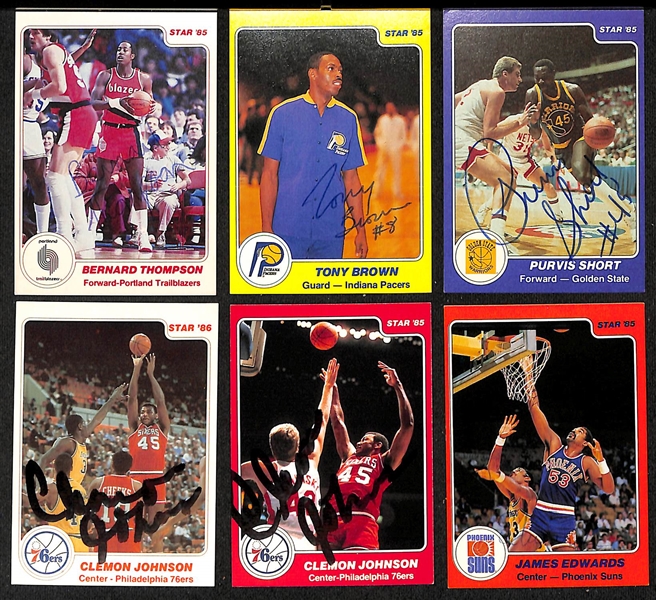 Lot of (20+) Signed 1984-85 Star Basketball Cards inc. (2) Dan Issel, Jim Paxson, Bob McAdoo, Dale Ellis, + (JSA Auction Letter)