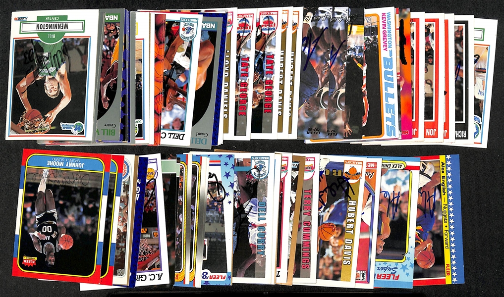 60+ Signed Basketball Cards inc. (2) 1986-87 Fleer Johnny Moore, 1985-86 Star Kent Benson, (3) AC Green, (2) George Karl, + (JSA Auction Letter)