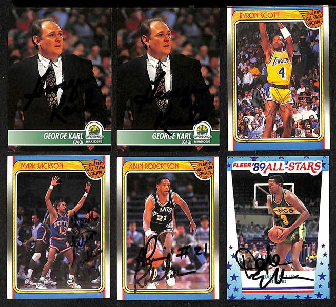 60+ Signed Basketball Cards inc. (2) 1986-87 Fleer Johnny Moore, 1985-86 Star Kent Benson, (3) AC Green, (2) George Karl, + (JSA Auction Letter)