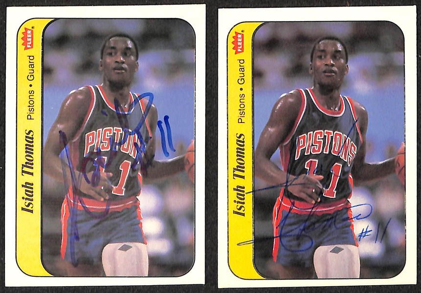 Lot of (12) Signed Fleer Basketball Cards - (2) Akeem Olajuwon, (2) Isiah Thomas, (8) Alex English (JSA Auction Letter)