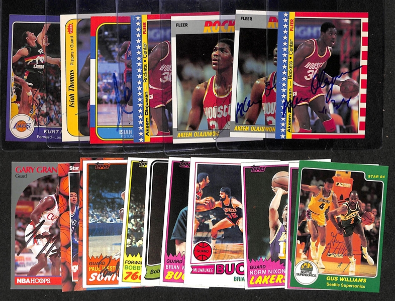 Lot of (15+) Signed Basketball Cards inc. (4) Akeem Olajuwon, (2) Isiah Thomas, Kurt Rambis, + (JSA Auction Letter)