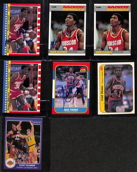 Lot of (15+) Signed Basketball Cards inc. (4) Akeem Olajuwon, (2) Isiah Thomas, Kurt Rambis, + (JSA Auction Letter)