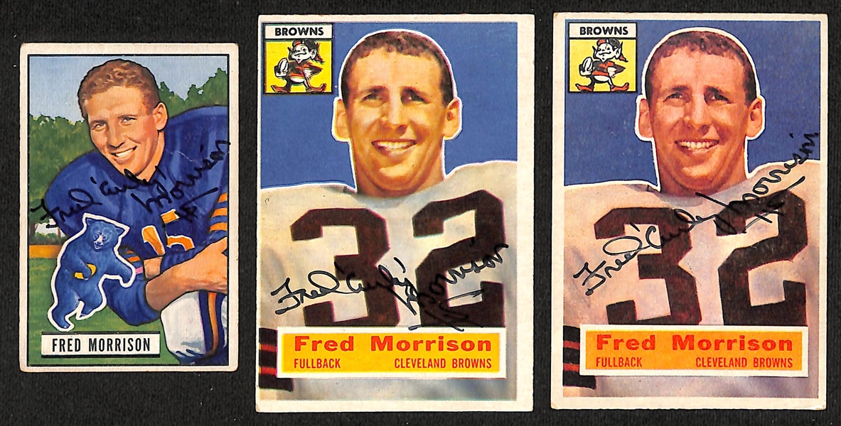 Lot of (10+) Signed Vintage Football Cards inc. (3) Fred Morrison, Duane Putnam, Royce Womble, Jim Mutscheller, (2) Dick Alban, + (JSA Auction Letter)