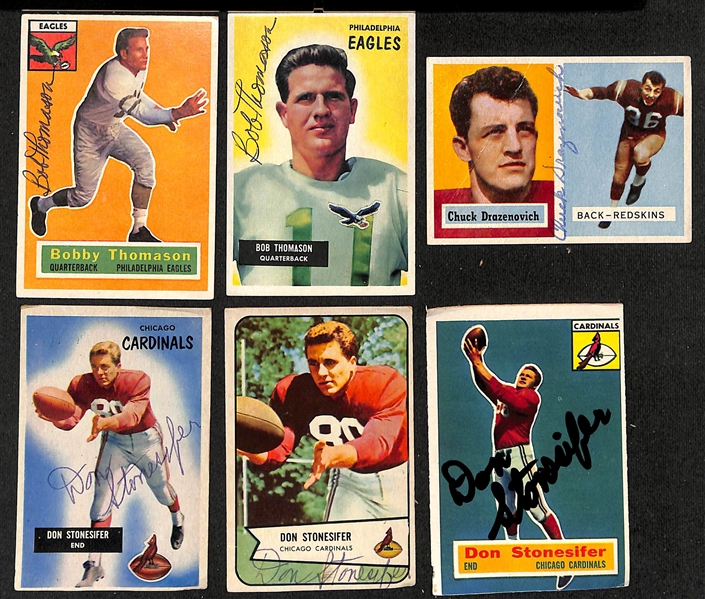 Lot of (10+) Signed Vintage Football Cards inc. (3) Fred Morrison, Duane Putnam, Royce Womble, Jim Mutscheller, (2) Dick Alban, + (JSA Auction Letter)