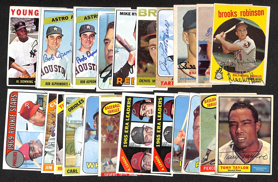 Lot of (24) Signed Vintage Baseball Cards inc. Brooks Robinson, Frank Bolling, Bill Virdon, + (JSA Auction Letter)