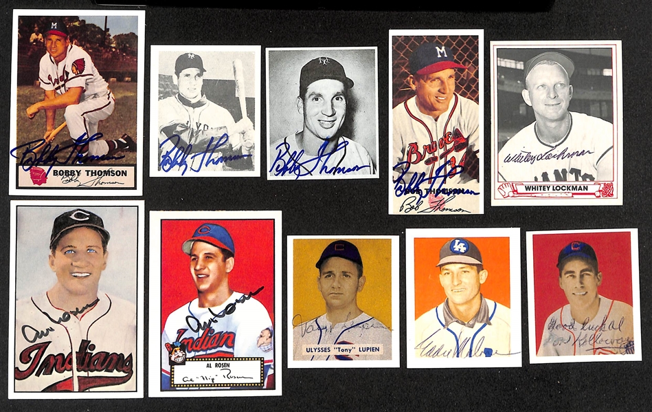 Lot of (40+) Signed Vintage Baseball Cards inc. (4) Bobby Thomson, Whitey Lockman, (2) Al Rosen, Tony Lupien, Eddie Malone, + (JSA Auction Letter) 