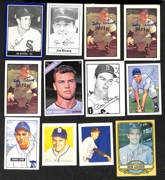 Lot of (40+) Signed Vintage Baseball Cards inc. (4) Bobby Thomson, Whitey Lockman, (2) Al Rosen, Tony Lupien, Eddie Malone, + (JSA Auction Letter) 