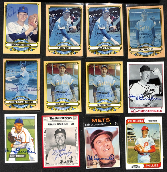 Lot of (40+) Signed Vintage Baseball Cards inc. (4) Bobby Thomson, Whitey Lockman, (2) Al Rosen, Tony Lupien, Eddie Malone, + (JSA Auction Letter) 