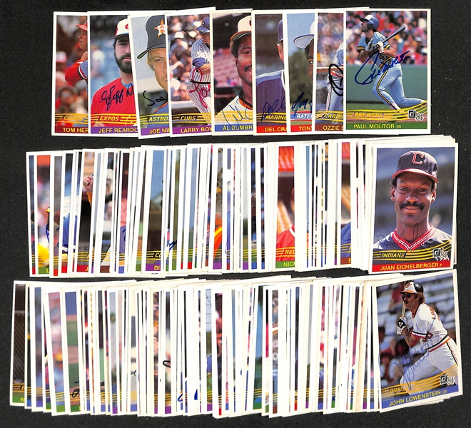 Lot of (125+) Signed 1984 Donruss Baseball Cards inc. Paul Molitor, Ozzie Smith, Tony Fernandez, + (JSA Auction Letter)