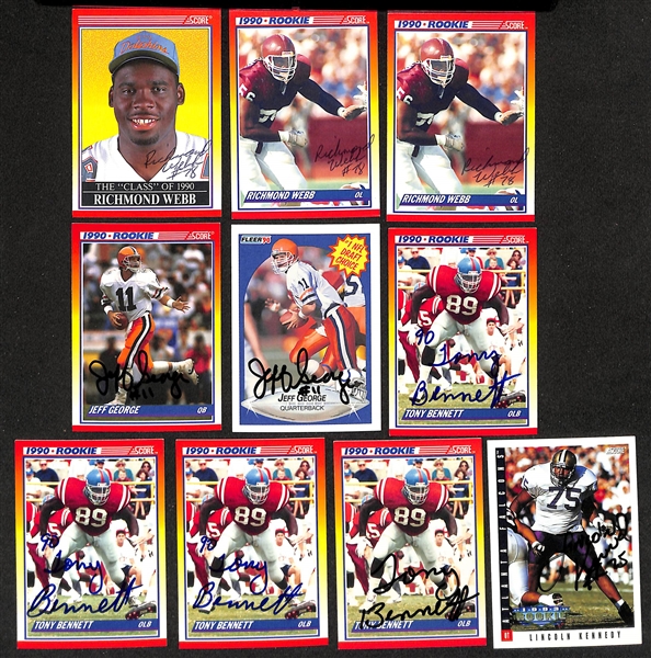 Lot of (300+) Signed Mostly College + Rookie + USFL Football Cards inc. Herschel Walker, Gary Clark, (2) Terrell Davis, (2) Hugh Douglas, + (JSA Auction Letter)