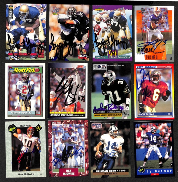 Lot of (300+) Signed Mostly College + Rookie + USFL Football Cards inc. Herschel Walker, Gary Clark, (2) Terrell Davis, (2) Hugh Douglas, + (JSA Auction Letter)