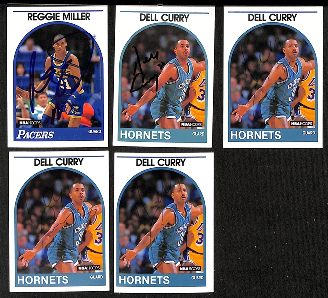 Lot of (55+) Signed 1989-90 NBA Hoops Basketball Cards inc. Reggie Miller, (4) Dell Curry + (JSA Auction Letter)