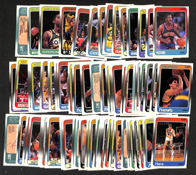 Lot of (45+) Signed 1988-89 Fleer Basketball Cards inc.  Joe Dumars, Bill Lainbeer, Michael Cooper, + (JSA Auction Letter)