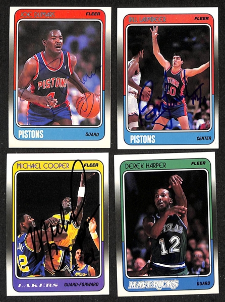 Lot of (45+) Signed 1988-89 Fleer Basketball Cards inc.  Joe Dumars, Bill Lainbeer, Michael Cooper, + (JSA Auction Letter)