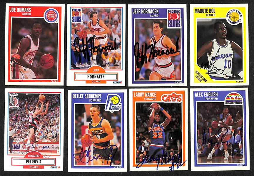 Lot of (60+) Signed 1989-90 + 1990-91 Fleer Basketball Cards inc. Joe Dumars, (2) Jeff Hornacek, + (JSA Auction Letter)