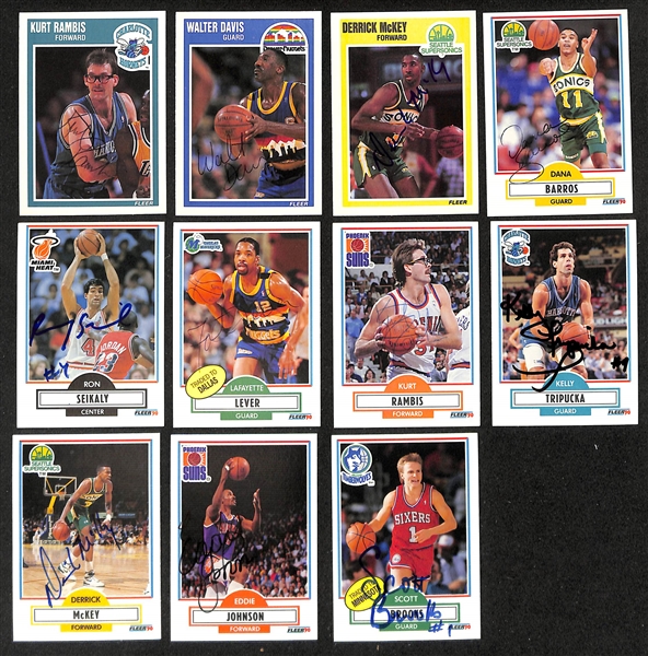 Lot of (60+) Signed 1989-90 + 1990-91 Fleer Basketball Cards inc. Joe Dumars, (2) Jeff Hornacek, + (JSA Auction Letter)