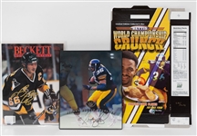 (2) Pittsburgh Sports Legends Memorabilia inc. (1) Jerome Bettis Cereal Box & (1) Mario Lemieux Autograph (JSA Auction Letter)