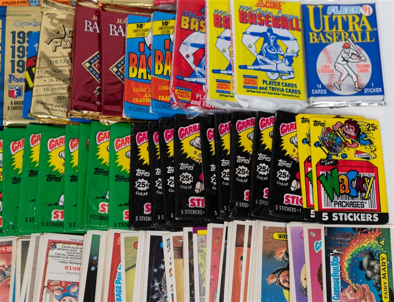  Lot of (86) Sealed Garbage Pail Kids, Wacky Packages, Variety of 80s/90s Sealed Packs, & (1) 1994 Skybox Walt Disney Snow White and The Seven Dwarves Series 2 Sealed Box