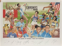 Lot of (6) Multi-Signed (15+ Signatures) Hersheys Track & Field Games Lithograph w. Carl Lewis, Bruce Jenner (+JSA Auction Letter)