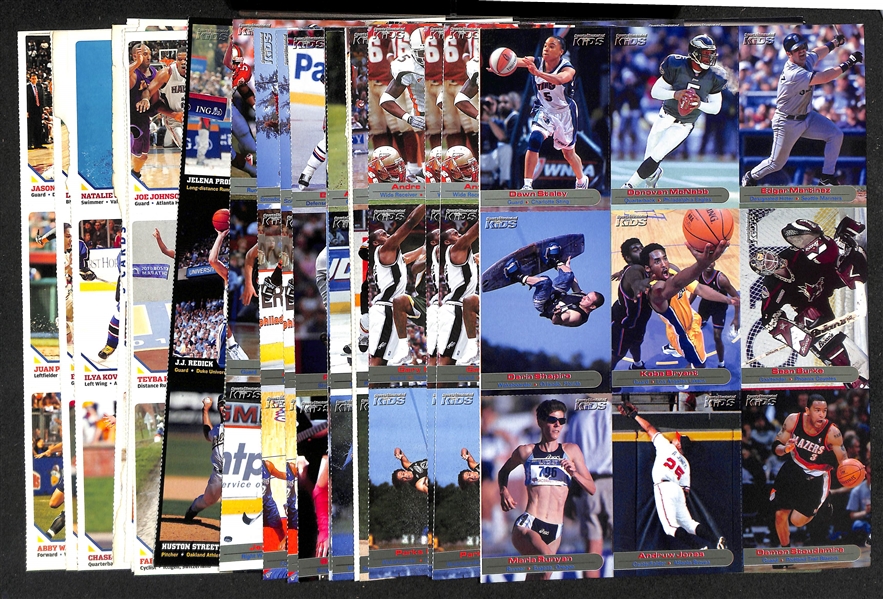 Lot of (25) Sports Illustrated Kids Uncut Sheets from the 2000s inc. 2001 Tiger Woods #186, Kobe Bryant #59