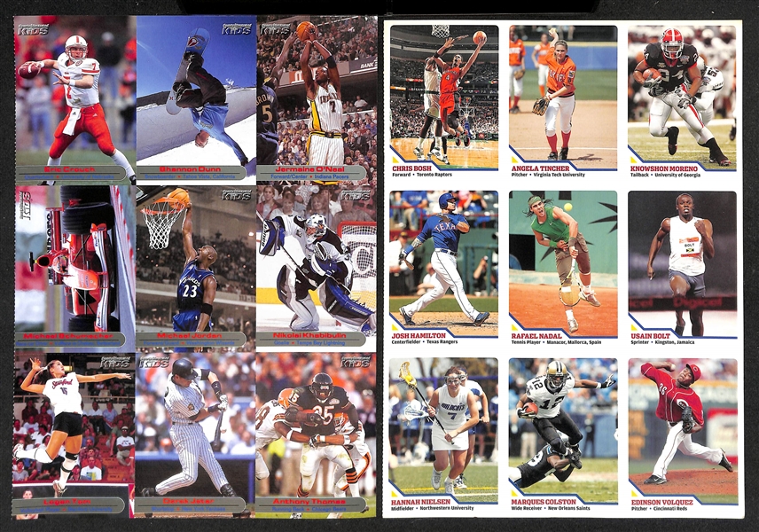 Lot of (25) Sports Illustrated Kids Uncut Sheets from the 2000s inc. 2009 Christiano Ronaldo #362 & 2001 Tiger Woods #185