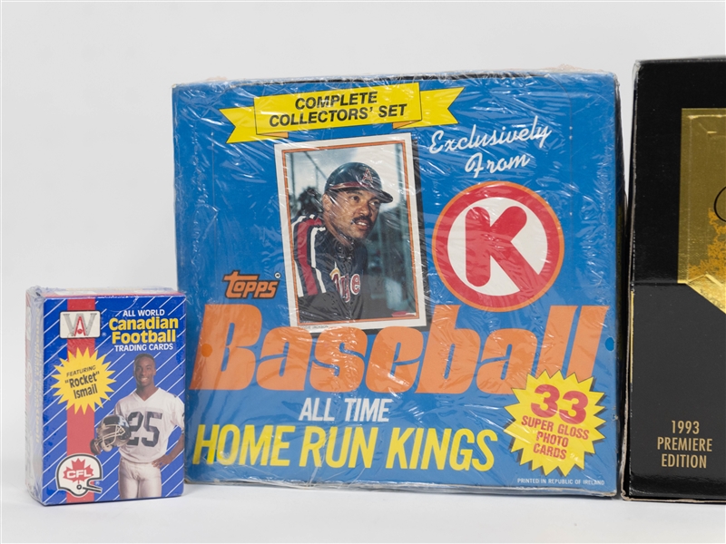 Lot of (4) 1990s Sealed Boxes - (2) Baseball & (2) Football Inc. 1993 Fleer Flair Baseball Premier Edition Box (24) Packs