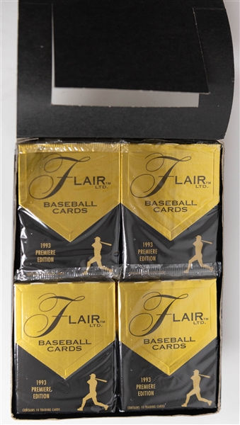 Lot of (4) 1990s Sealed Boxes - (2) Baseball & (2) Football Inc. 1993 Fleer Flair Baseball Premier Edition Box (24) Packs