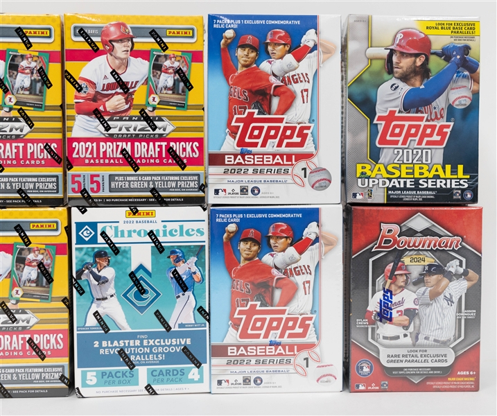 Lot of (10) Sealed Baseball Blaster Boxes w. Prizm Draft Picks/Series 2/Chronicles/Topps Update/Bowman