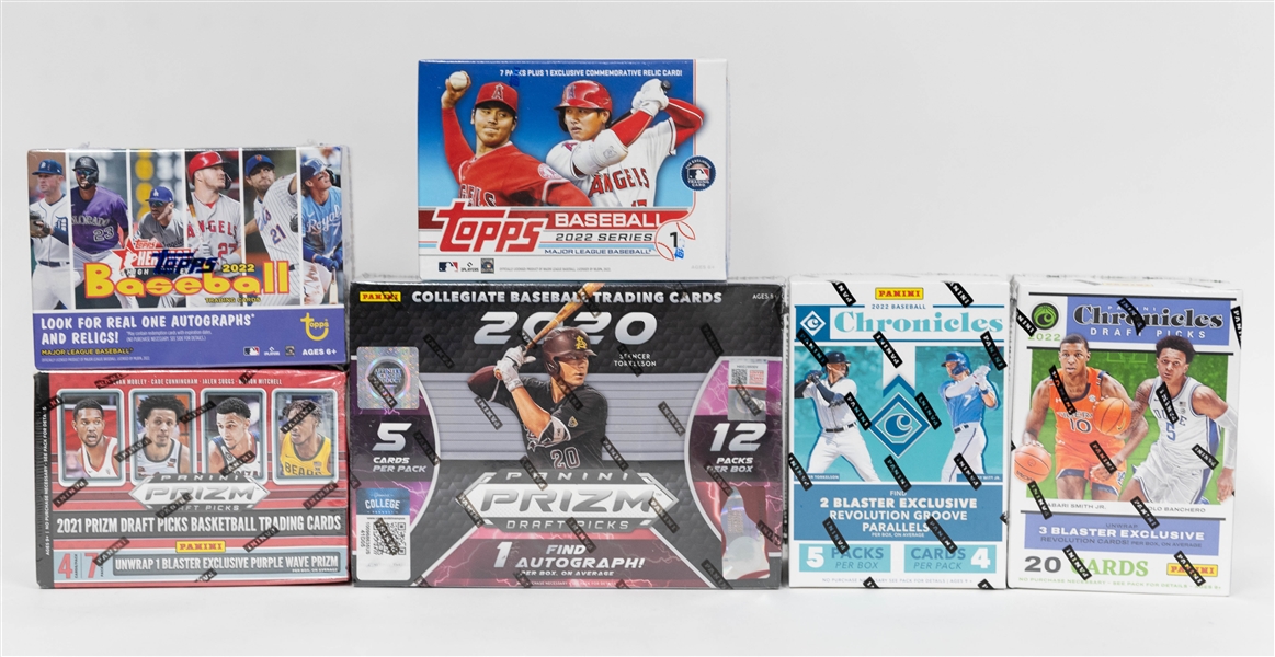 Lot of (6) Sealed Retail Baseball & Football Boxes w. 2022 Panini Chronicles